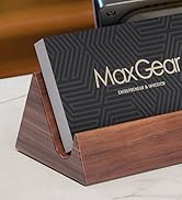 MaxGear Walnut Wood Business Card Holder, Wooden Desk Organizer for Storing & Displaying Business...