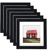 TOFOREVO 6x6 Picture Frames Set of 6 Black Wood Grain Photo Frame for Gallery Wall Mounting or Ta...