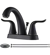 WOWOW Black Bathroom Faucet 2 Handle Bathroom Sink Faucet 4 inch Centerset Bathroom Faucets 3 Hol...