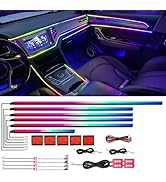 HMYC Acrylic Interior Car LED Strip Light with APP, 18-in-1 128 Colorful 6 Pieces Fiber Optic Car...