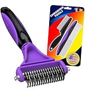 3PCS Pet Grooming Rake & Metal Comb & Flea Comb for Cats and Dogs, Double-Sided Dematting Tool, E...