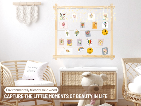 hanging photo display with clips