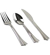 Heavy Duty Clear Plastic Cutlery Set - Forks Spoons Knives – Bulk Reusable or Washable Fancy Uten...