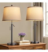 PARTPHONER Bedside Lamps Set of 2, Tall Table Lamps for Living Room, Height Adjustable Nightstand...