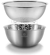 WAGENSTEIGER Stainless Steel Mixing Bowl and 3-Legged Colander Set, Multipurpose Kitchen Basket w...