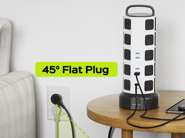 45° flat plug Power Strip
