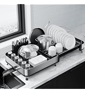 Kitsure Dish Drying Rack - Expandable Stainless Steel Dish Racks for Kitchen Counter, Auto-Drain ...