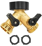 LIULO TOOL Brass Garden Hose Splitter 2 Way, Hose Y Splitter 3/4 Inch Heavy Duty Brass Hose Conne...