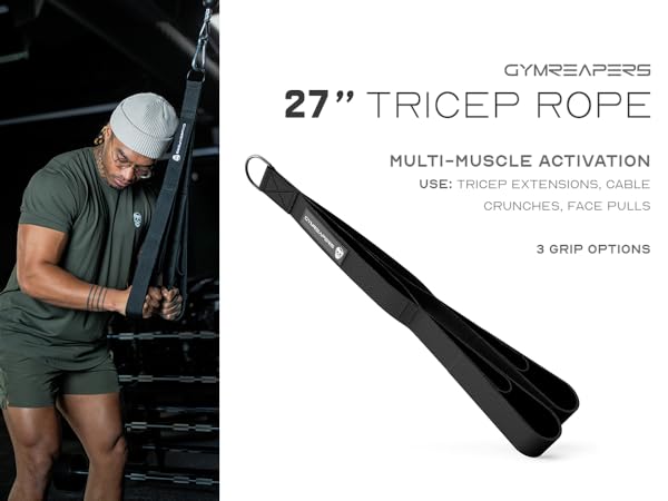 Gymreapers Multi-Grip Tricep Rope Gym Cable Attachment Pushdown Rope Cable Machine Attachment Rope