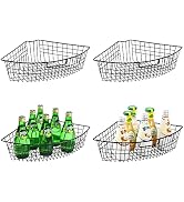 Leeden Lazy Susan Wire Storage Organizer Basket with Handle-Metal Cabinet Storage Bins -Kitchen C...