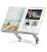 Honagu Book Stand for Reading, Metal Adjustable Book Holder, Foldable Cookbook Documents Stand fo...