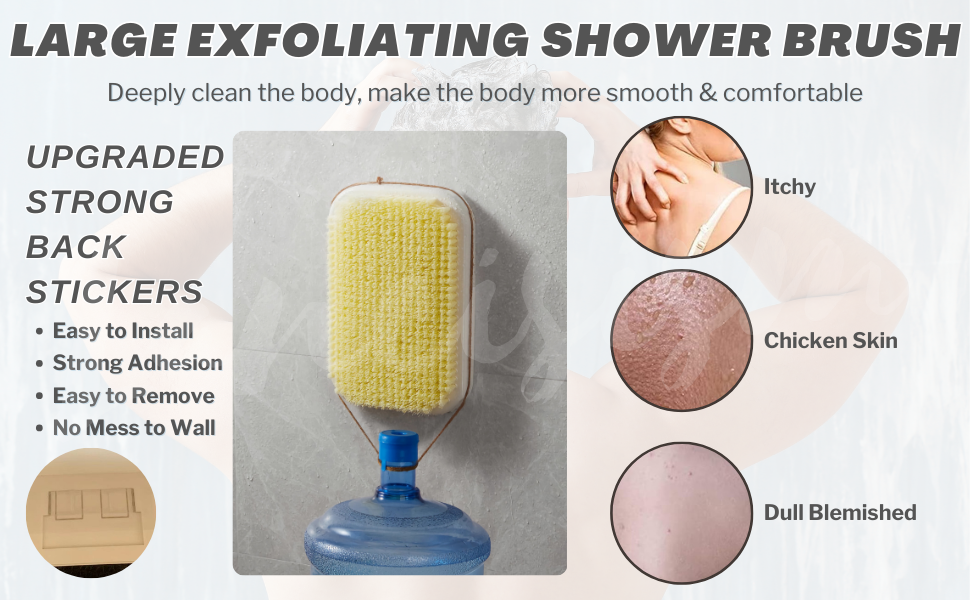 Wall Mounted Back Scrubber for Shower, Large Exfoliating Bath Wash Pad