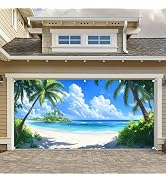 BlissYard Natural Scenery Beach Garage Door Banner 13x6ft | Tropical Scenery Cover Decoration Par...