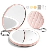 LitBear Compact Mirror, 1X/3X Magnification LED Pocket Mirror, Travel Makeup Mirror with Light fo...