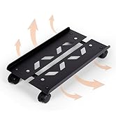 Mobile PC Stand, Adjustable Metal Computer Tower Stand, PC Floor Stand with 4 Locking Caster Whee...