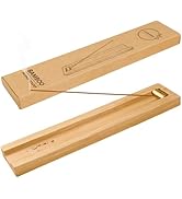 LIGOFLORA Bamboo Incense Holder with 360 Degree Adjustable Brass Roller,Wooden Incense Burner wit...