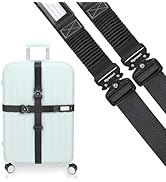 Vigorport Luggage Straps for Suitcases 2 Pack, Heavy Duty Metal Buckle Luggage Belt Strap, TSA Ap...