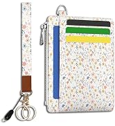 Hancynir Florals Slim Wallet Women Credit Card Holder, RFID Blocking Front Pocket Wallet Wristlet...