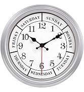 JENLYSTIME 12 Inch Retro Wall Clock,Classic Day of The Week Wall Clock,Silent Non Ticking Battery...