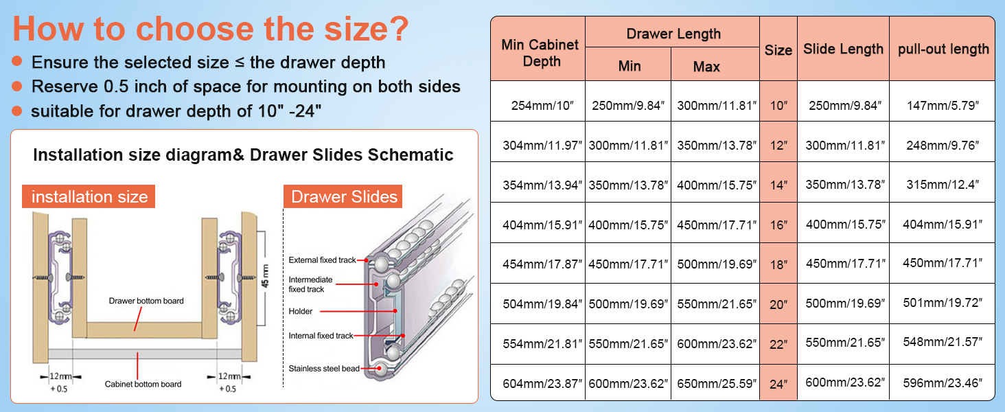 20 inch drawer slides