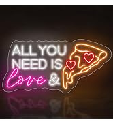 All You Need Is Love & Pizza,Pizza Neon Sign for Wall Decor, Pizza LED Neon Light for Pizzeria, R...