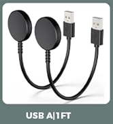 1FT 2 Pack for Samsung Galaxy Watch Charger Compatible with Watch 8/8 Classic/Ultra/7/6/6 Classic...