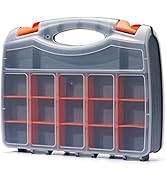 MIXPOWER 15 Inch Double Side Plastic Toolbox, Tool Organizer with Impact Resistant Polymer and Cu...