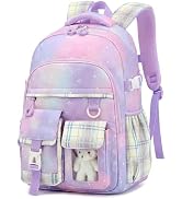 PRLINJSK Girls Backpack,Cute School Backpack for Girls Kids Teens | Kawaii Bookbag for Primary El...