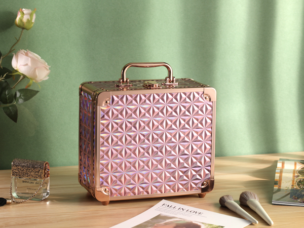Makeup Box with Lighted Mirror, Travel Train Case Cosmetic Organizer Makeup Suitcase led mirror