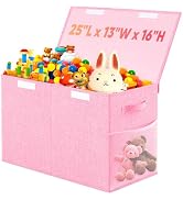 Large Toy Storage Box with Lid Divider, Sturdy Collapsible Toys Organizer Chest Kids Storage Bins...