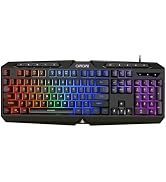 CHONCHOW Gaming Keyboard Wired with Colorful Light, 100% Full Size Backlit Silent Computer Keyboa...