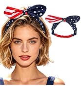 STGDAK 4th of July Headbands American Flag Head Bands Patriotic Hair Band Knotted Bow Turban Elas...