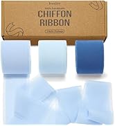 Chiffon Ribbon, 1.5in x 3 Rolls Total 24yd Handmade Chiffon Silk Ribbons Fringe & 15 Cards for Gi...
