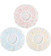 Waterproof Shower Caps, 3 Pcs Plastic Reusable Shower Caps Elastic Band Bath Caps for Women Ladie...