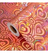 Burymento Rose Gold Wrapping Paper Roll, Metallic Holographic Heart Gift Wrap for Birthday, Valen...