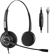 Phone Headset RJ9 with Noise-Canceling Mic and Volume Mute Control Telephone Headset Compatible w...
