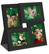 DUENPY 3.5x5 Picture Frame Tempered Glass Front Displays Four 3.5 x 5 Photos Frame Display for Ta...