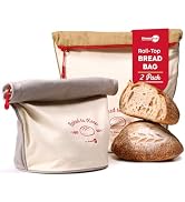 KNEADACE Bread Bags for Homemade Bread -Stylish Sourdough Bread Storage with Roll-Top Design, 100...