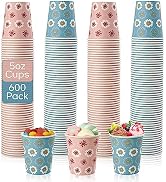 TV TOPVALUE 600 Pack 5oz Paper Cups, Bathroom Cups, Mini Mouthwash Cups, Colorful Disposable Cups...