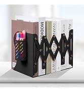 Honagu Adjustable Bookends, Metal Book Ends for Shelves Heavy Book, Desk Magazine File Organizer ...