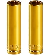 Upenjok 2-Pack 1/4" Drive 10mm Deep Socket Set - Gold Plated CR-V Steel, 6-Point Design, Anti-Cor...
