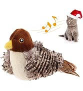 Gigwi Chirping Bird Cat Toys for Indoor Cats, Interactive Cat Toy with Real Electronic Squeaky So...