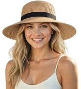 Senker Fashion Sun Hats for Women UV Protection, Packable Wide Brim Straw Hat for Men Beach Summe...