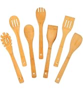 Wooden Utensil Set, Bamboo Utensils – 7 pcs Wood Spoons for Cooking, Easy to Clean, Sturdy, Light...
