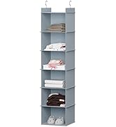 YOUDENOVA Hanging Closet Organizer, 6-Shelf Closet Hanging Shelves, Grey