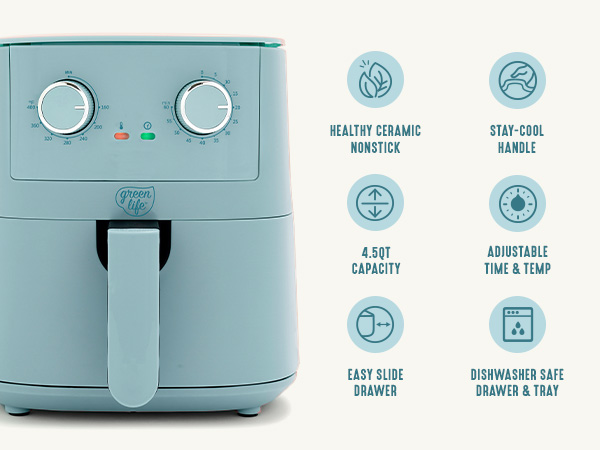 GreenLife, Ceramic Nonstick, PFAS-Free, Non-Toxic, Electrics, Air Fryer