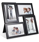 THKRLOF 4x6 Picture Frames Collage 1 Pack, 4 Opening Multi Family Photo Collage Frames with Real ...