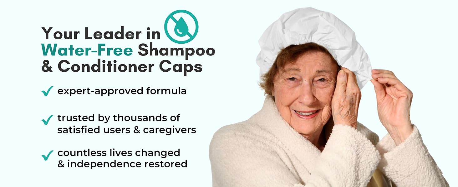expert proven, waterless shampoo caps, shampoo, conditioner for elderly
