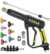 POHIR Pressure Washer Gun 3600 PSI with 3/8'' Swivel Quick Connect Extension Wand, M22 15mm and M...