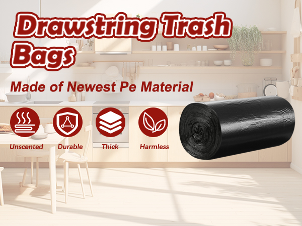 Tall Kitchen Drawstring Trash Bags